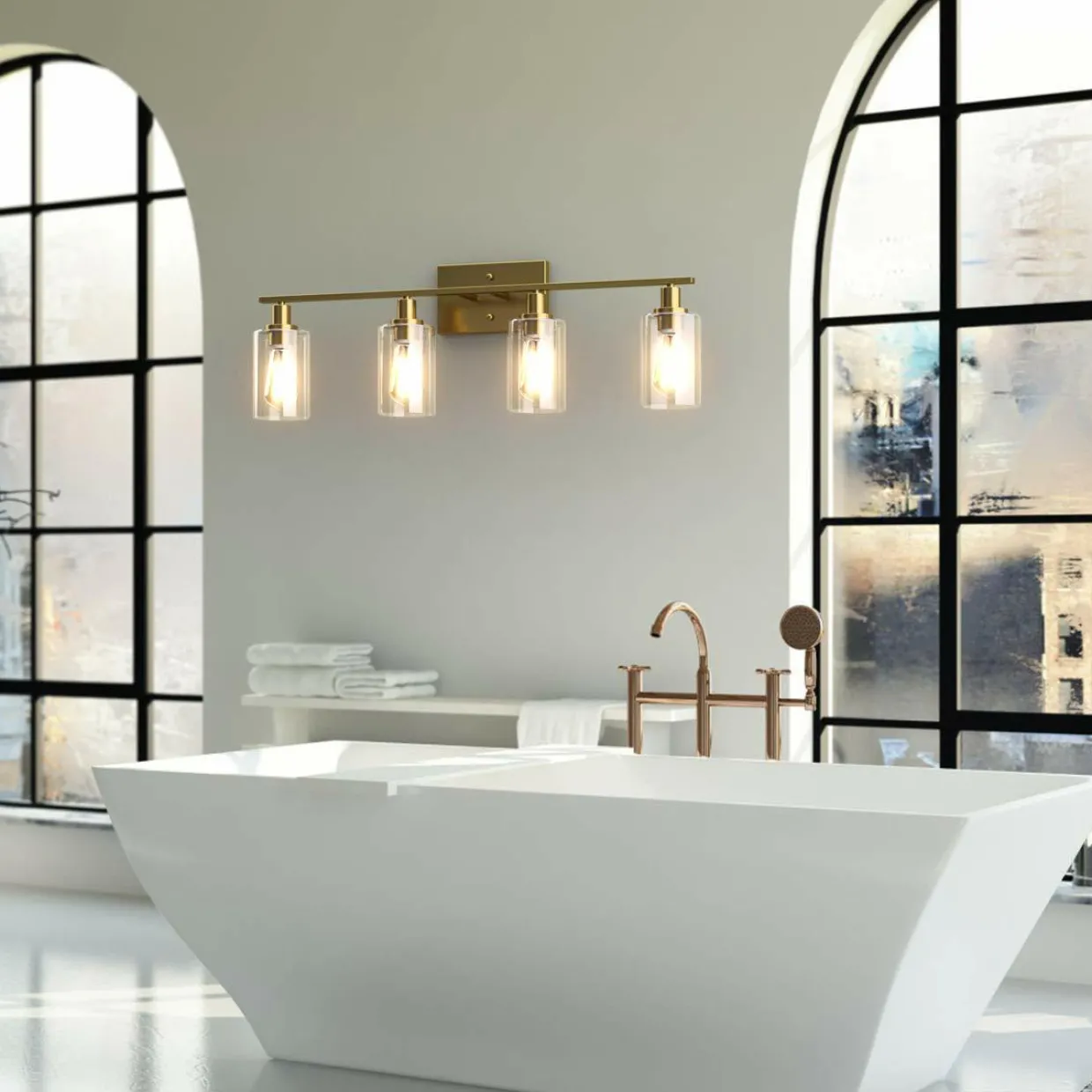 Tangkula 3, 4 Light Wall Lamp, Modern Glass Wall Sconces