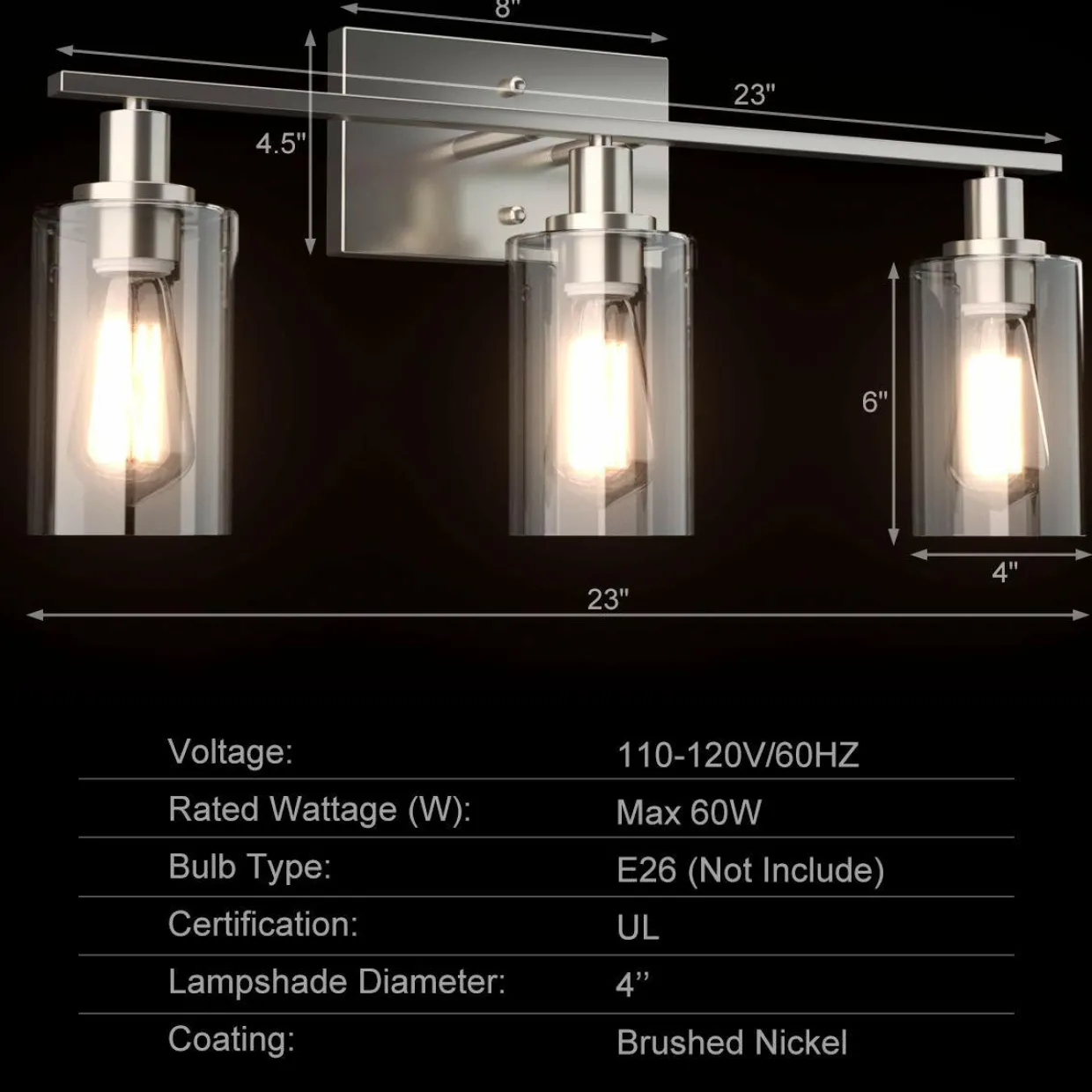 Tangkula 3, 4 Light Wall Lamp, Modern Glass Wall Sconces