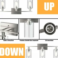 Tangkula 3, 4 Light Wall Lamp, Modern Glass Wall Sconces