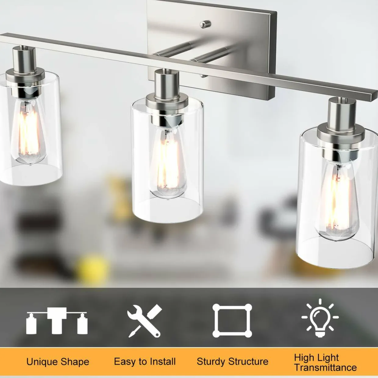 Tangkula 3, 4 Light Wall Lamp, Modern Glass Wall Sconces