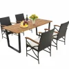 Tangkula 5 /7 PCS Patio Rattan Dining Set, Outdoor Wicker Chair & Dining Table Set