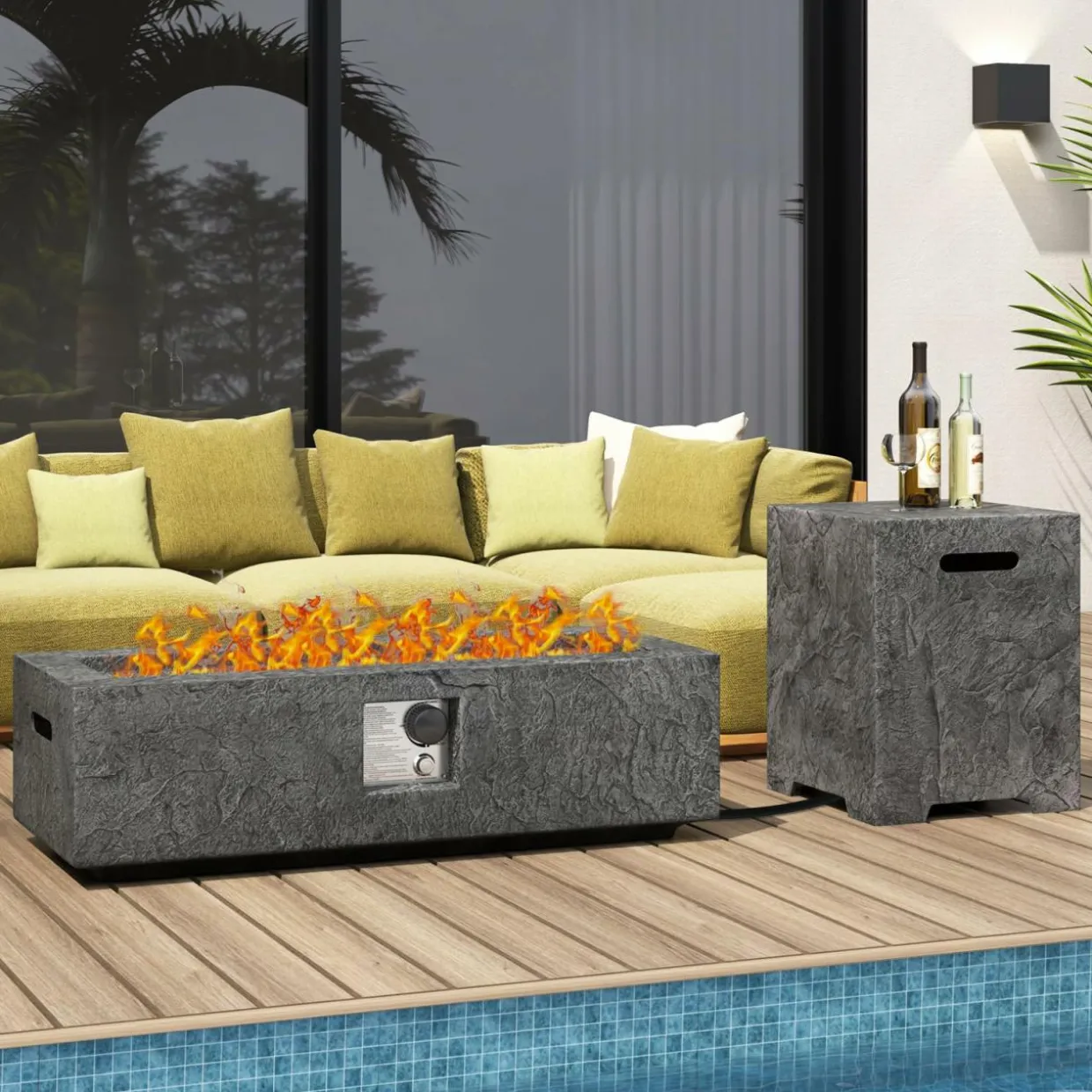 Tangkula 50,000 BTU Fire Pit Table Set, 42.5