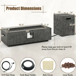Tangkula 50,000 BTU Fire Pit Table Set, 42.5
