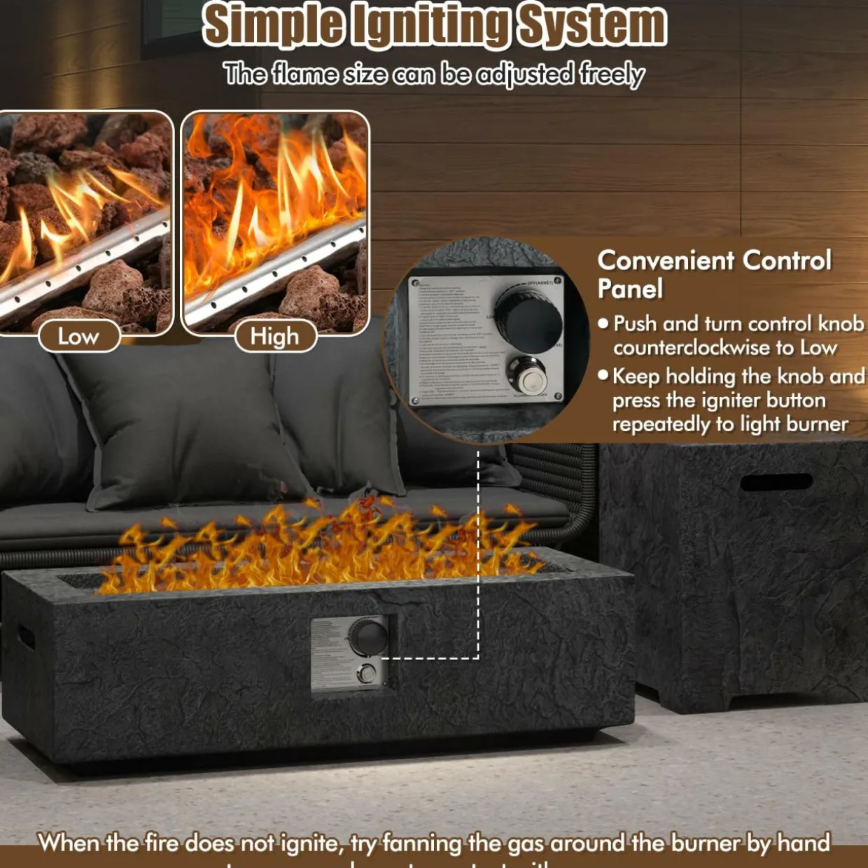 Tangkula 50,000 BTU Fire Pit Table Set, 42.5