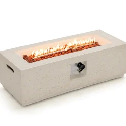 Tangkula 50,000 BTU Outdoor Fire Pit Table, 42" Rectangle Terrazzo Propane Gas Fire Table with Auto-Ignition