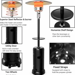 Tangkula 48000 BTU Outdoor Patio Heater with Wheels, Portable Porch Propane Heater