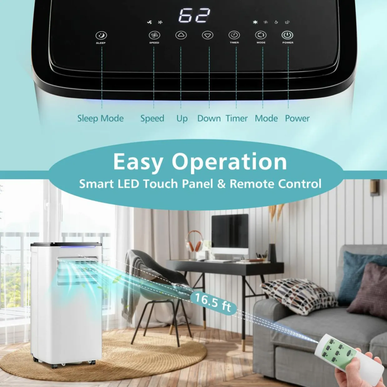 Tangkula 8000 BTU Portable Air Conditioner, 3 in 1 AC Cooling Unit with Remote Control