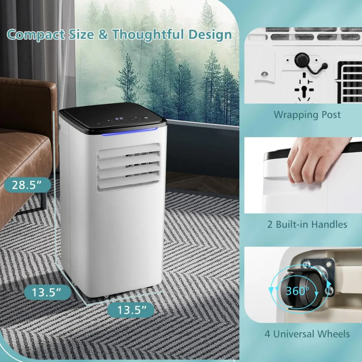 Tangkula 8000 BTU Portable Air Conditioner, 3 in 1 AC Cooling Unit with Remote Control
