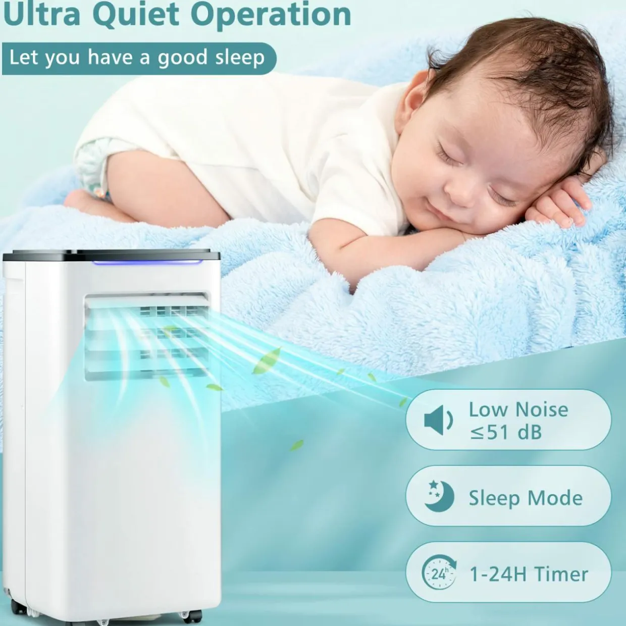 Tangkula 8000 BTU Portable Air Conditioner, 3 in 1 AC Cooling Unit with Remote Control