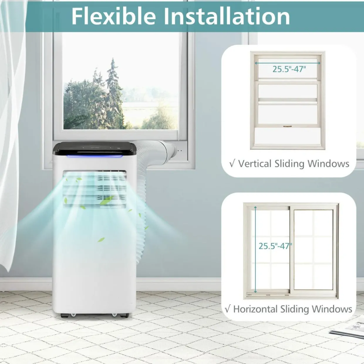 Tangkula 8000 BTU Portable Air Conditioner, 3 in 1 AC Cooling Unit with Remote Control
