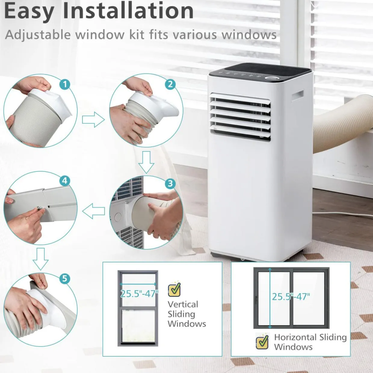 Tangkula 8000 BTU Portable Air Conditioner, with Fan & Dehumidifier Mode