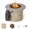 Tangkula 50,000 BTU Propane Gas Fire Pit Table, Patiojoy 36-inch Round Propane Firepit with Removable Lid