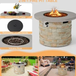 Tangkula 50,000 BTU Propane Gas Fire Pit Table, Patiojoy 36-inch Round Propane Firepit with Removable Lid