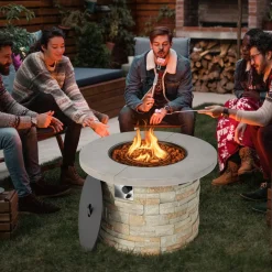 Tangkula 50,000 BTU Propane Gas Fire Pit Table, Patiojoy 36-inch Round Propane Firepit with Removable Lid