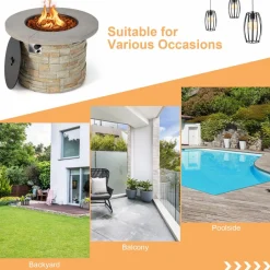 Tangkula 50,000 BTU Propane Gas Fire Pit Table, Patiojoy 36-inch Round Propane Firepit with Removable Lid