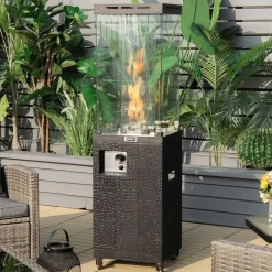 Tangkula 41,000 BTU Propane Patio Heater with Waterproof Cover, Outdoor Heater with Lockable Wheels