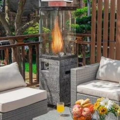 Tangkula 41,000 BTU Propane Patio Heater with Waterproof Cover, Outdoor Heater with Lockable Wheels