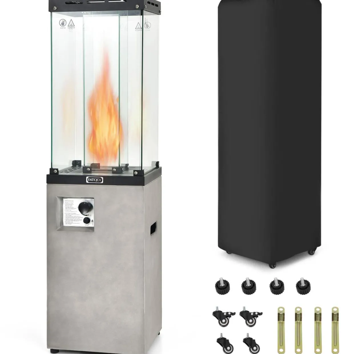 Tangkula 41,000 BTU Propane Patio Heater with Waterproof Cover, Outdoor Heater with Lockable Wheels