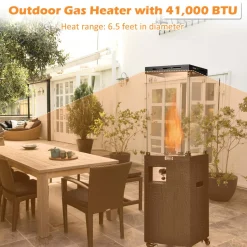 Tangkula 41,000 BTU Propane Patio Heater with Waterproof Cover, Outdoor Heater with Lockable Wheels