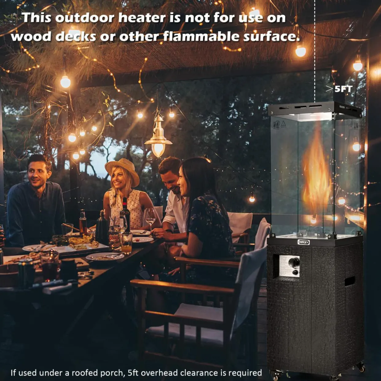 Tangkula 41,000 BTU Propane Patio Heater with Waterproof Cover, Outdoor Heater with Lockable Wheels
