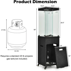 Tangkula 41,000 BTU Propane Patio Heater with Waterproof Cover, Outdoor Heater with Lockable Wheels