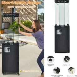 Tangkula 41,000 BTU Propane Patio Heater with Waterproof Cover, Outdoor Heater with Lockable Wheels
