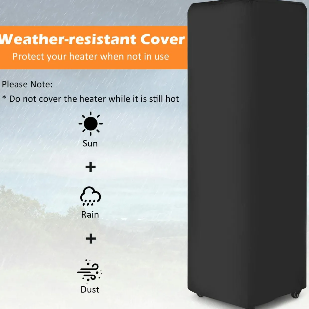 Tangkula 41,000 BTU Propane Patio Heater with Waterproof Cover, Outdoor Heater with Lockable Wheels