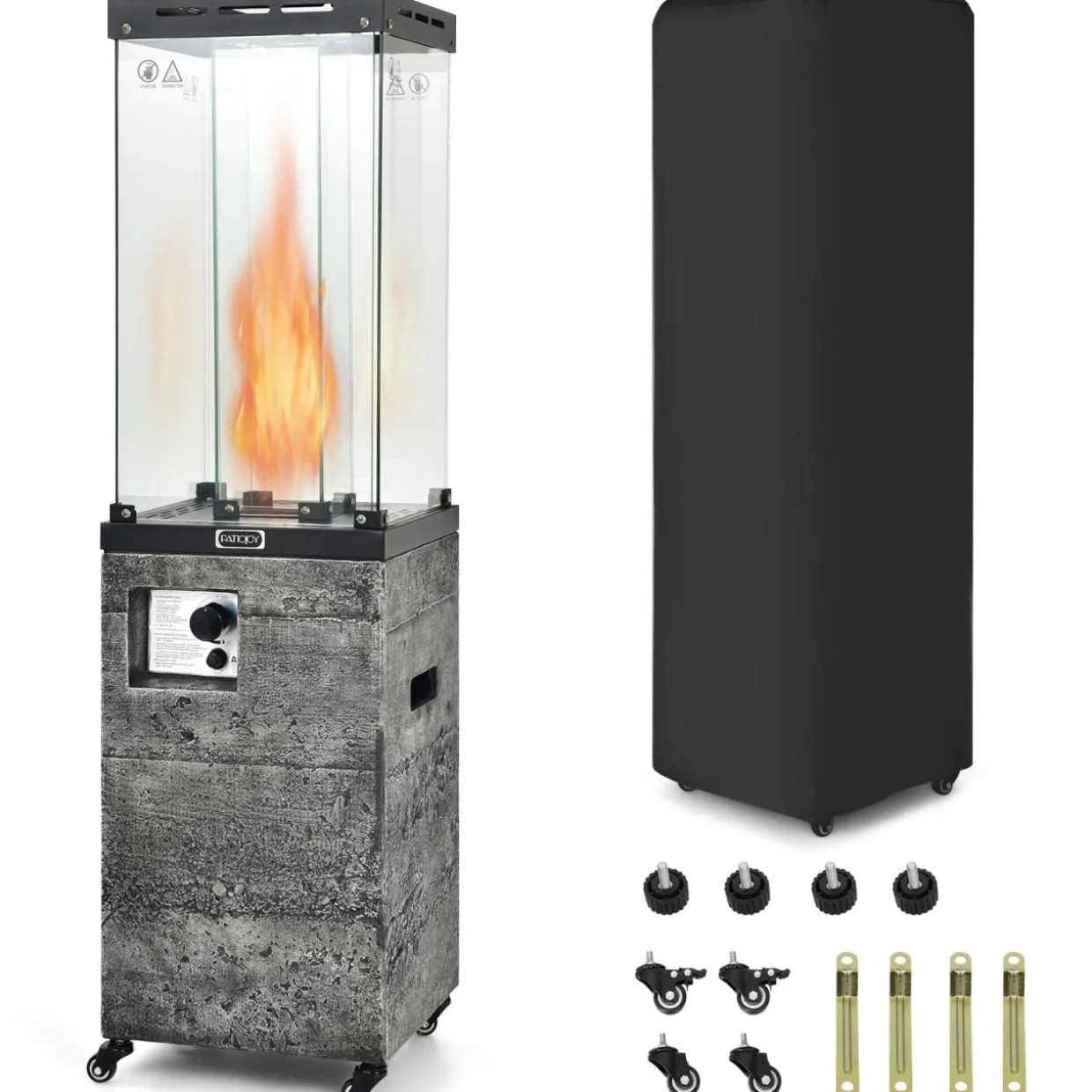 Tangkula 41,000 BTU Propane Patio Heater with Waterproof Cover, Outdoor Heater with Lockable Wheels