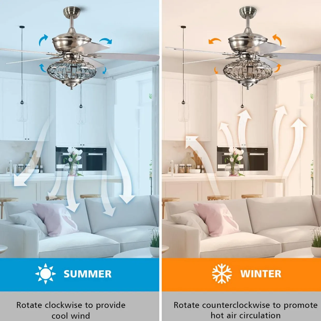 Tangkula 52" Ceiling Fan Lamp, Ceiling Fan with Light and Remote Control, Reversible Fan Blades, 3 Adjustable Wind Speeds