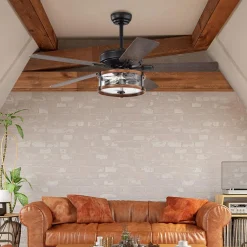 Tangkula 52'' Ceiling Fan Lights with Remote Control, Ceiling Lighting Fan with 5 Blades & Bubble Glass Shade