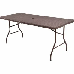 Tangkula 6' Center Folding Table Portable Rattan Design Indoor Outdoor Use with Carrying Handle