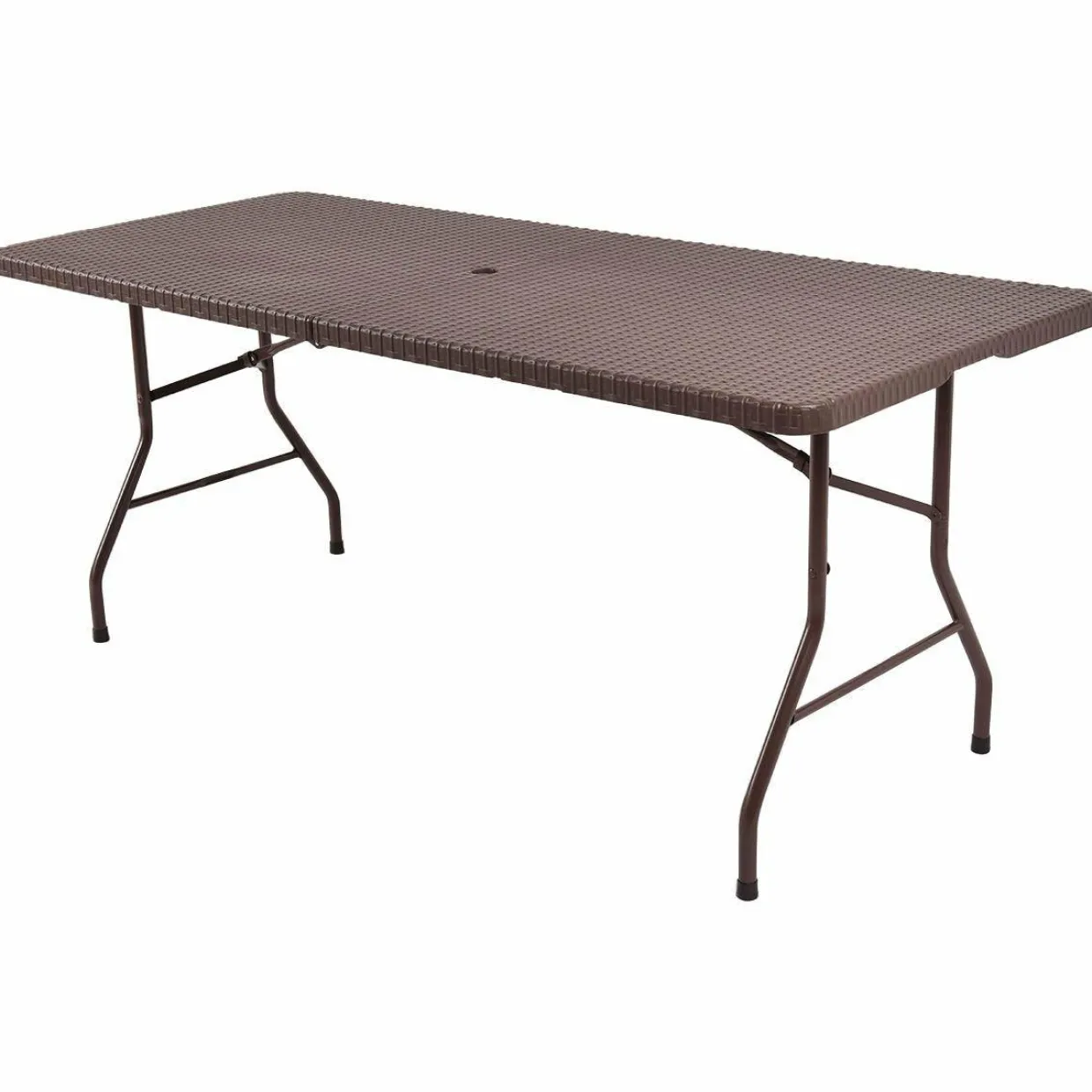 Tangkula 6' Center Folding Table Portable Rattan Design Indoor Outdoor Use with Carrying Handle