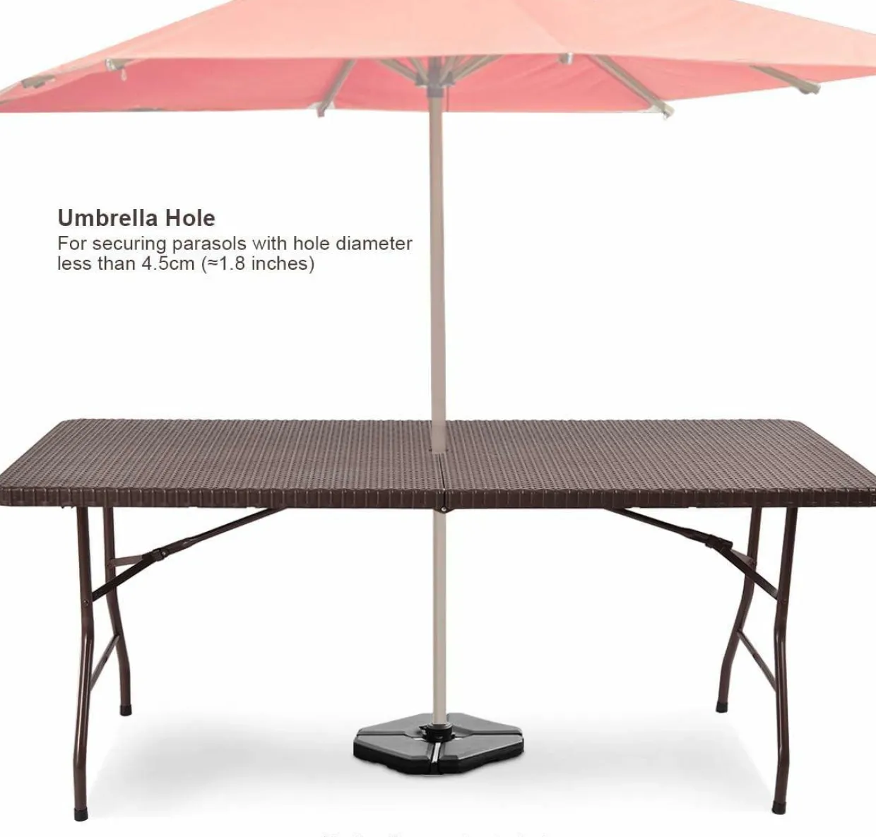 Tangkula 6' Center Folding Table Portable Rattan Design Indoor Outdoor Use with Carrying Handle