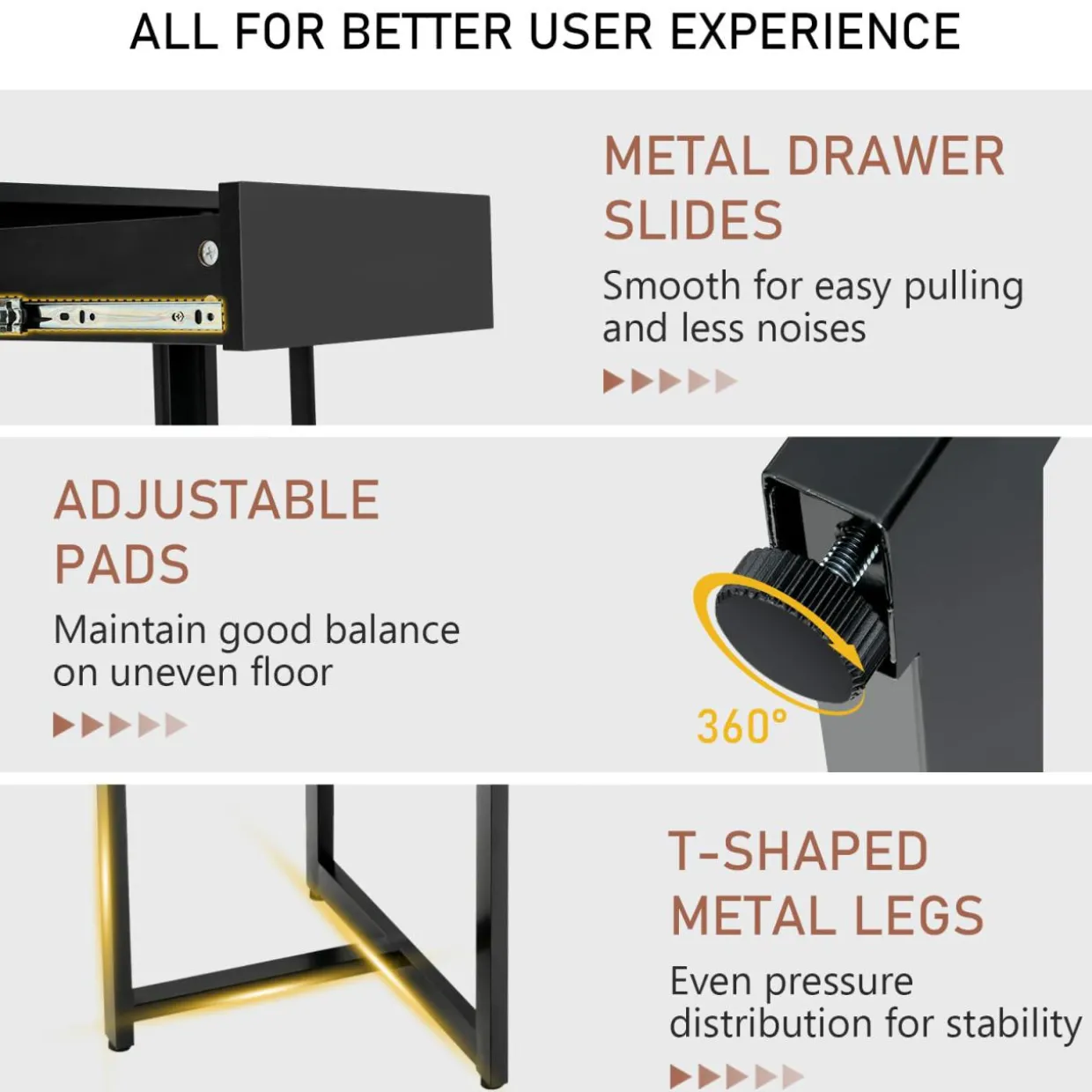 Tangkula 48” Computer Desk with Drawer, Home Office Desk with Sturdy Metal Frame