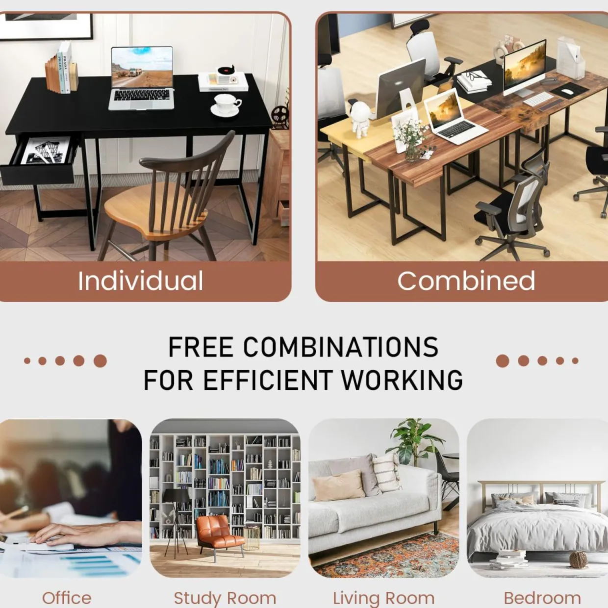 Tangkula 48” Computer Desk with Drawer, Home Office Desk with Sturdy Metal Frame