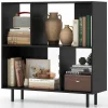 Tangkula 4 Cubby Open Bookcase