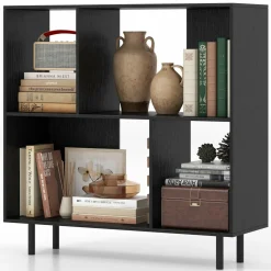 Tangkula 4 Cubby Open Bookcase