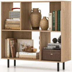 Tangkula 4 Cubby Open Bookcase