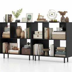 Tangkula 4 Cubby Open Bookcase