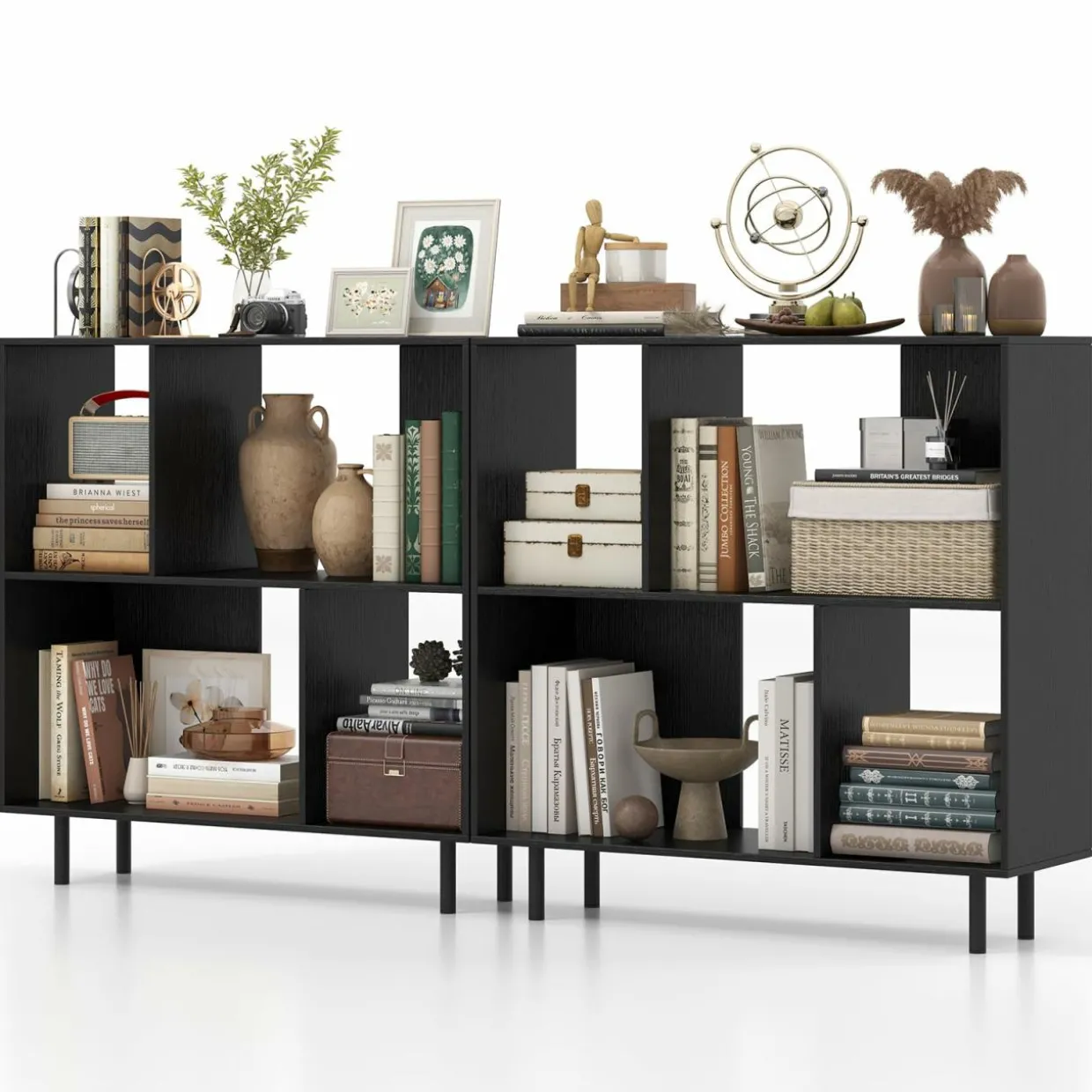 Tangkula 4 Cubby Open Bookcase