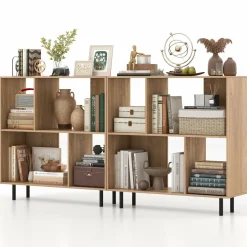 Tangkula 4 Cubby Open Bookcase
