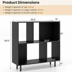 Tangkula 4 Cubby Open Bookcase
