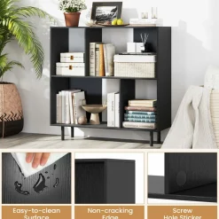 Tangkula 4 Cubby Open Bookcase