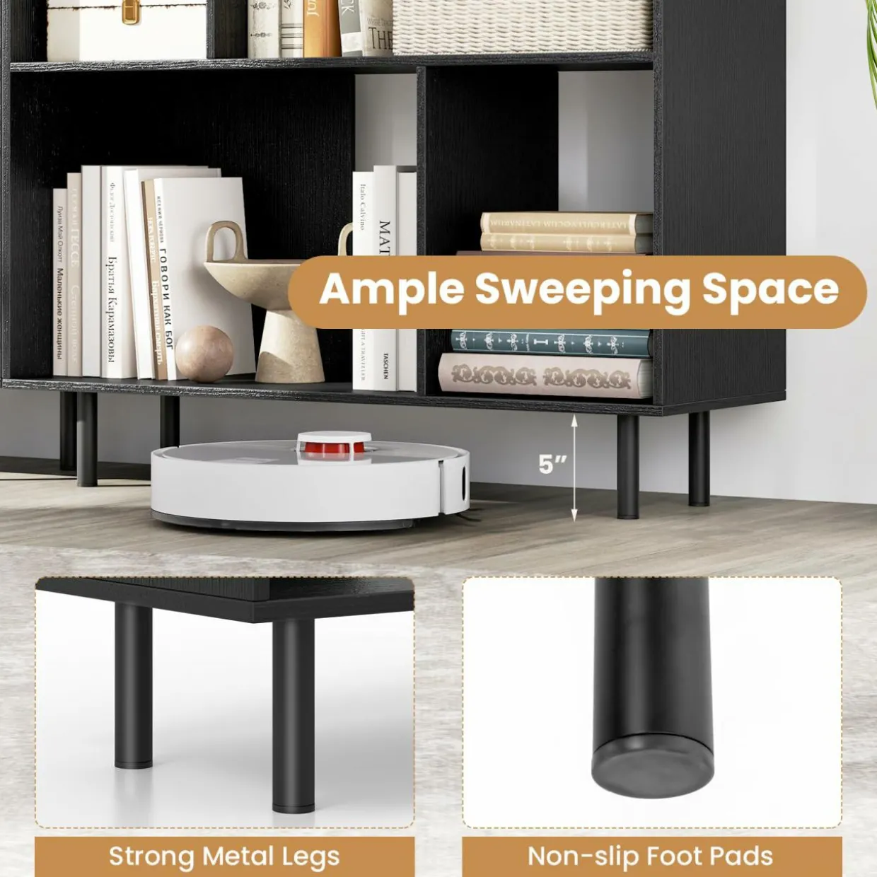 Tangkula 4 Cubby Open Bookcase