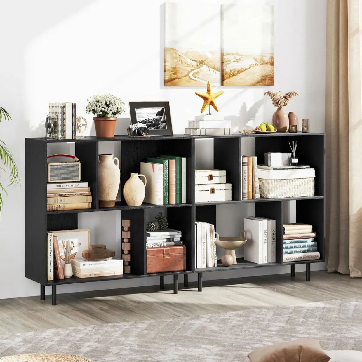 Tangkula 4 Cubby Open Bookcase