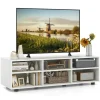 Tangkula 6 Cubby TV Stand for TVs up to 55 Inches, White Wood Entertainment Center with 6 Storage Cubbies & 5 Positions Adjustable Shelves