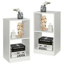 Tangkula 2 Cube Bookcase Set of 2, 2 Shelf Cube Bookshelf with Anti-toppling Device