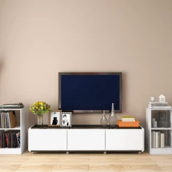 Tangkula 2 Cube Bookcase Set of 2, 2 Shelf Cube Bookshelf with Anti-toppling Device