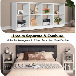 Tangkula 2 Cube Bookcase Set of 2, 2 Shelf Cube Bookshelf with Anti-toppling Device