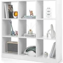 Tangkula 9 Cube Bookshelf, Freestanding 3 Tier Open Bookcase